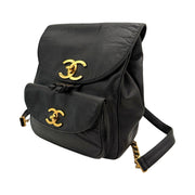 Chanel - Black Caviar Double CC Turn Lock Backpack 1995