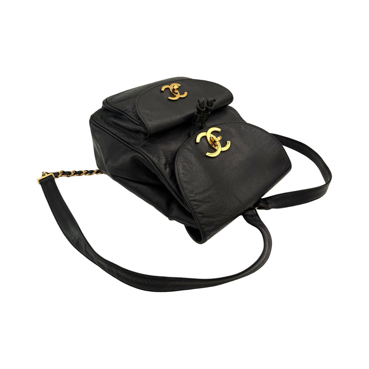 Chanel - Black Caviar Double CC Turn Lock Backpack 1995