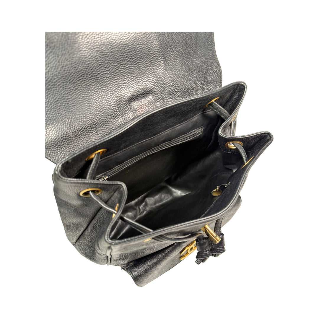 Chanel Black Caviar Double CC Turn Lock Backpack 1995 | FOMO