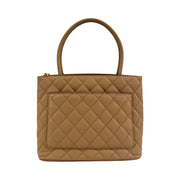 Chanel - CC Beige Quilted Caviar Medallion Tote