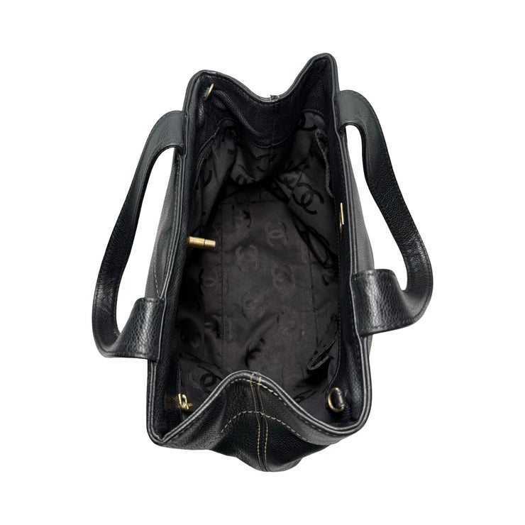 Chanel - CC Black Coco Mark Caviar 2Way Tote