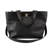 Chanel - CC Black Coco Mark Caviar 2Way Tote