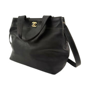 Chanel - CC Black Coco Mark Caviar 2Way Tote