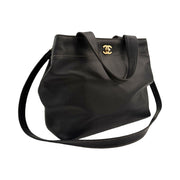 Chanel - CC Black Coco Mark Caviar 2Way Tote