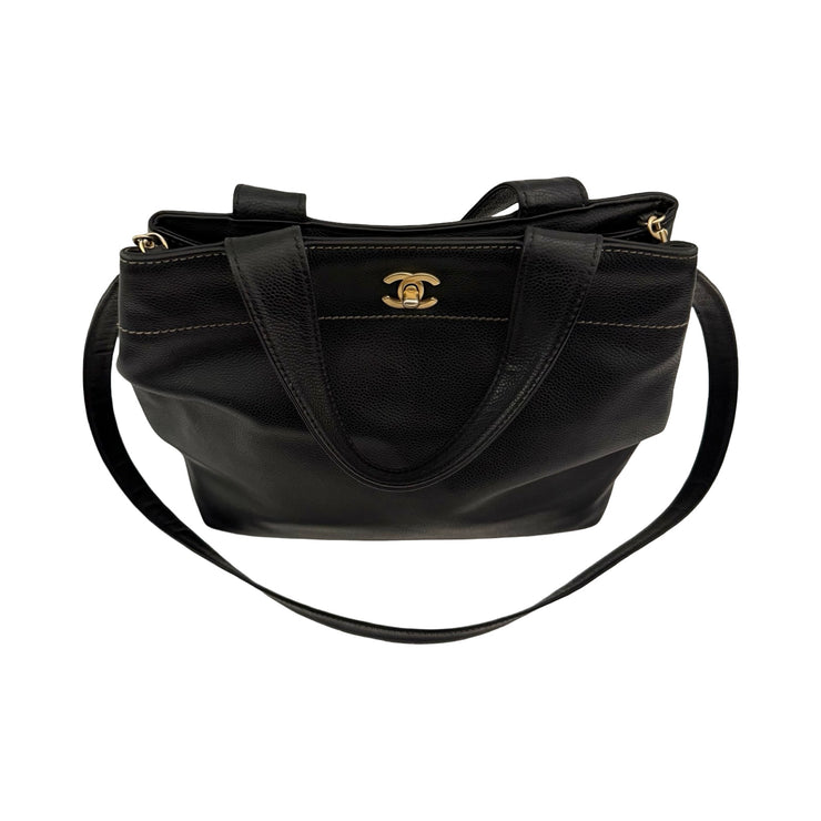 Chanel - CC Black Coco Mark Caviar 2Way Tote
