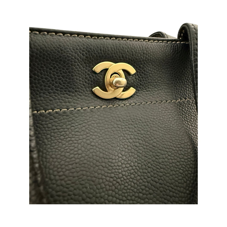 Chanel - CC Black Coco Mark Caviar 2Way Tote