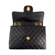 Chanel - CC Black Quilted Lambskin Jumbo Single Flap Turn Lock