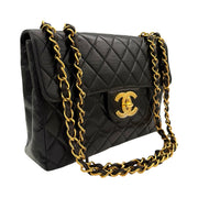 Chanel - CC Black Quilted Lambskin Jumbo Single Flap Turn Lock