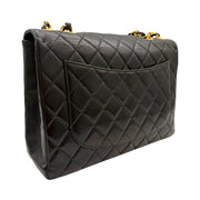 Chanel - CC Black Quilted Lambskin Jumbo Single Flap Turn Lock