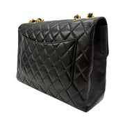Chanel - CC Black Quilted Lambskin Jumbo Single Flap Turn Lock
