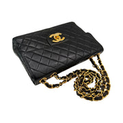 Chanel - CC Black Quilted Lambskin Jumbo Single Flap Turn Lock