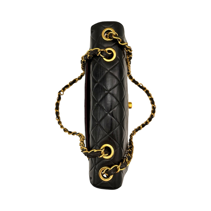 Chanel - CC Black Quilted Lambskin Jumbo Single Flap Turn Lock