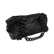 Chanel - CC Black Rhodiod Modern Chain East West Tote