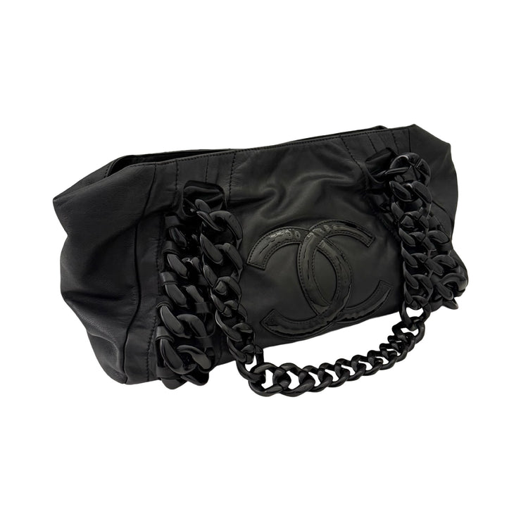 Chanel - CC Black Rhodiod Modern Chain East West Tote