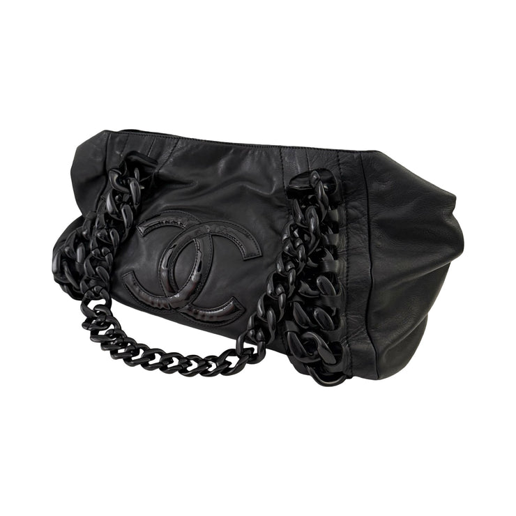 Chanel - CC Black Rhodiod Modern Chain East West Tote