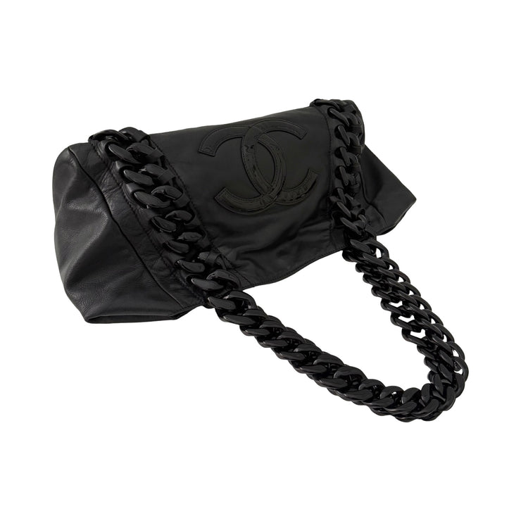 Chanel - CC Black Rhodiod Modern Chain East West Tote