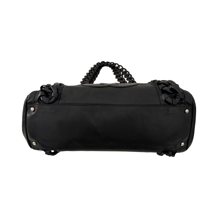 Chanel - CC Black Rhodiod Modern Chain East West Tote