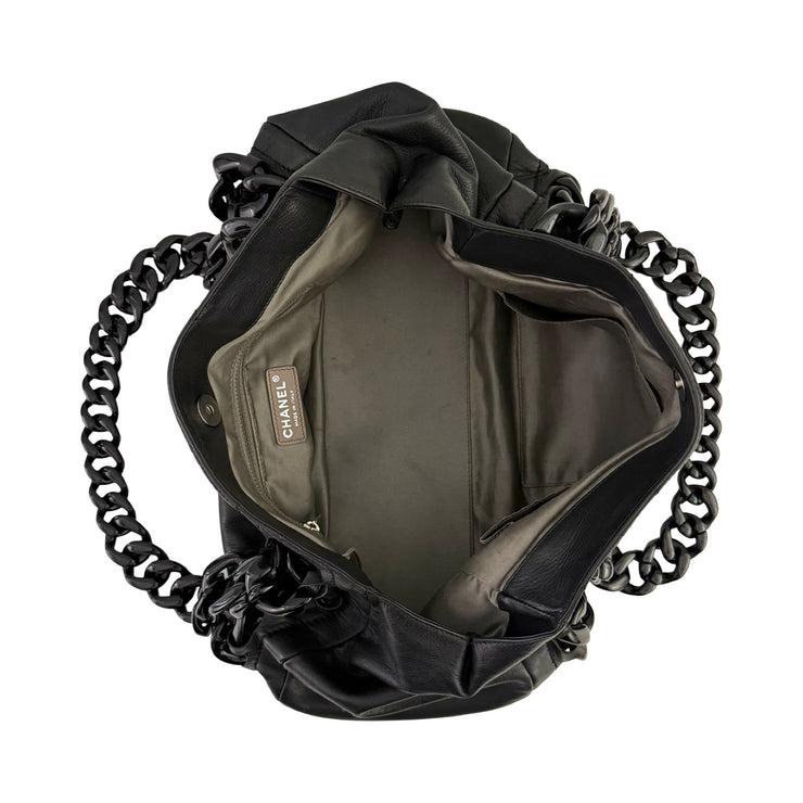 Chanel - CC Black Rhodiod Modern Chain East West Tote
