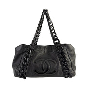 Chanel - CC Black Rhodiod Modern Chain East West Tote