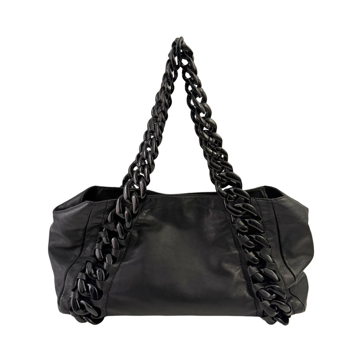 Chanel - CC Black Rhodiod Modern Chain East West Tote