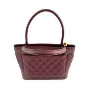 Chanel - CC Burgundy Quilted Caviar Medallion Tote