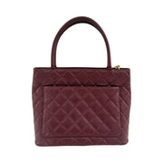 Chanel - CC Burgundy Quilted Caviar Medallion Tote