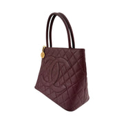 Chanel - CC Burgundy Quilted Caviar Medallion Tote