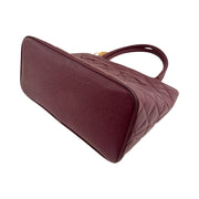 Chanel - CC Burgundy Quilted Caviar Medallion Tote