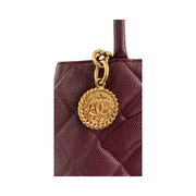 Chanel - CC Burgundy Quilted Caviar Medallion Tote