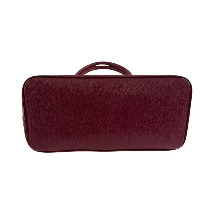 Chanel - CC Burgundy Quilted Caviar Medallion Tote