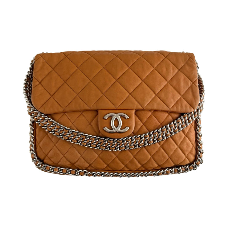 Chanel - CC Dark Beige Washed Maxi Chain Around Bag