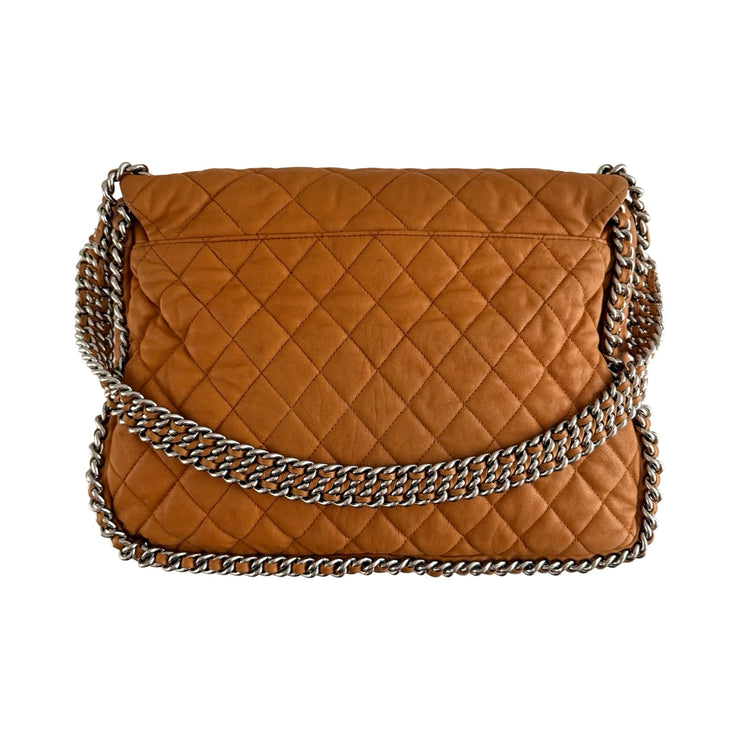 Chanel - CC Dark Beige Washed Maxi Chain Around Bag