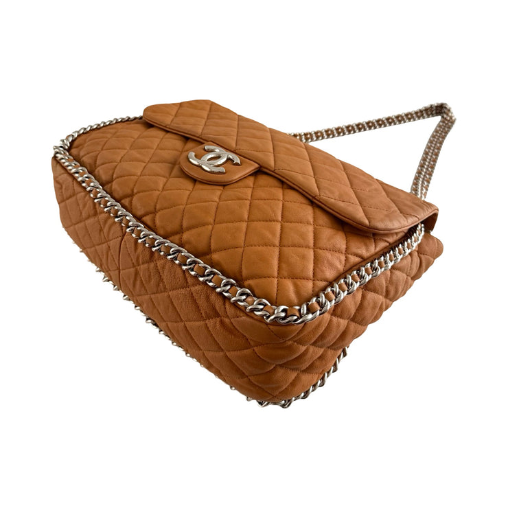 Chanel - CC Dark Beige Washed Maxi Chain Around Bag