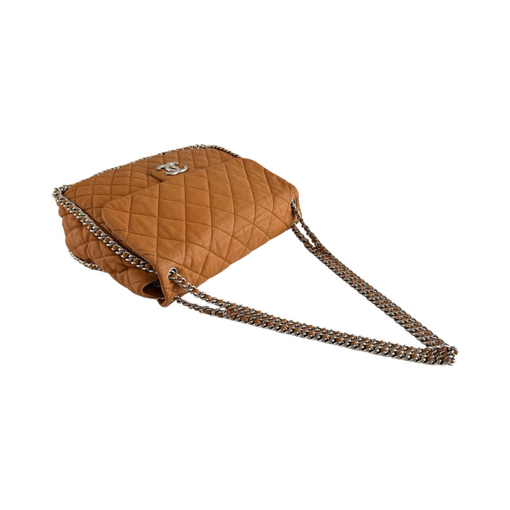 Chanel - CC Dark Beige Washed Maxi Chain Around Bag