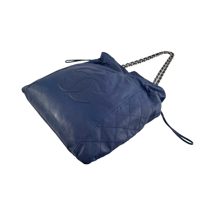 Chanel - CC Dark Blue Caviar 31 Timeless Drawstring Tote