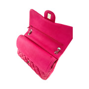 Chanel - CC Fuchsia Matte Pink Quilted Caviar Jumbo Double Flap