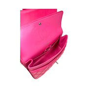 Chanel - CC Fuchsia Matte Pink Quilted Caviar Jumbo Double Flap