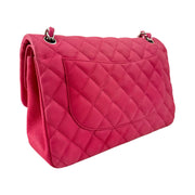 Chanel - CC Fuchsia Matte Pink Quilted Caviar Jumbo Double Flap