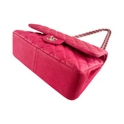 Chanel - CC Fuchsia Matte Pink Quilted Caviar Jumbo Double Flap