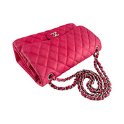 Chanel - CC Fuchsia Matte Pink Quilted Caviar Jumbo Double Flap