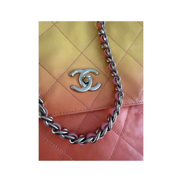 Chanel - CC Pink Yellow Orange Gradient Large Hobo Bag