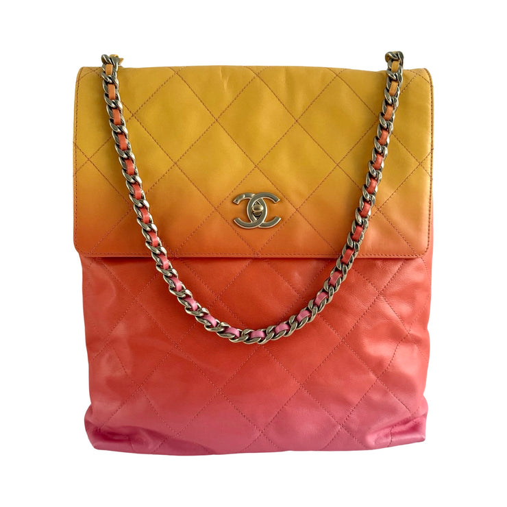 Chanel - CC Pink Yellow Orange Gradient Large Hobo Bag