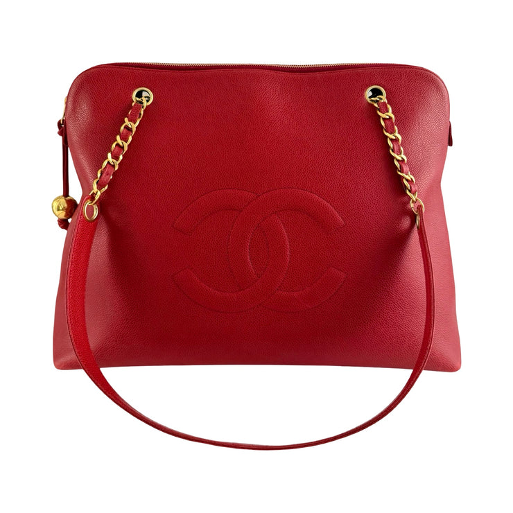 Chanel - CC Red Caviar Coco Ball Large Tote