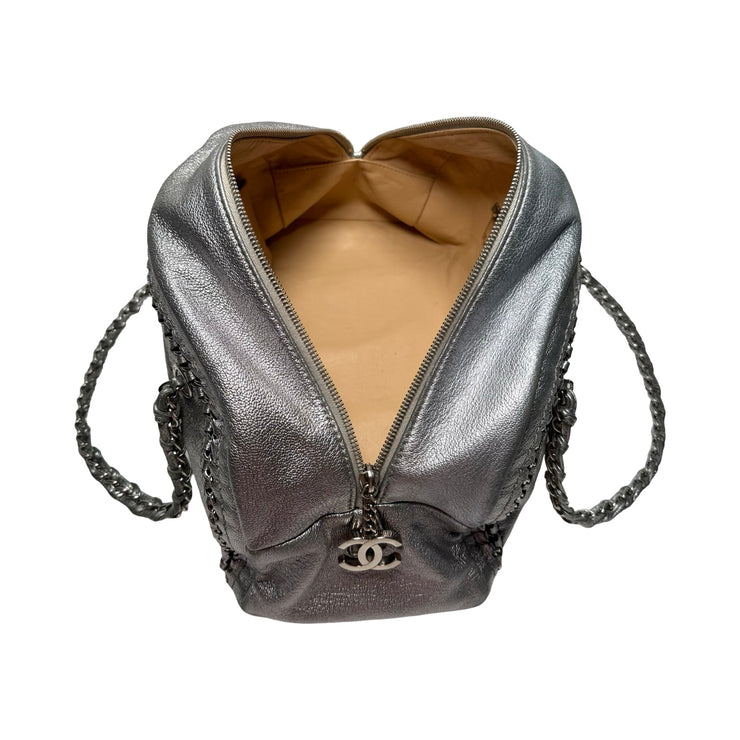 Chanel - CC Silver Luxe Ligne Bowler Bag