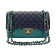 Chanel - CC Tricolor Quilted Lambskin Jumbo Double Flap