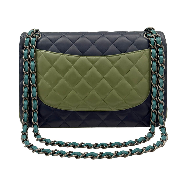 Chanel - CC Tricolor Quilted Lambskin Jumbo Double Flap