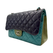 Chanel - CC Tricolor Quilted Lambskin Jumbo Double Flap