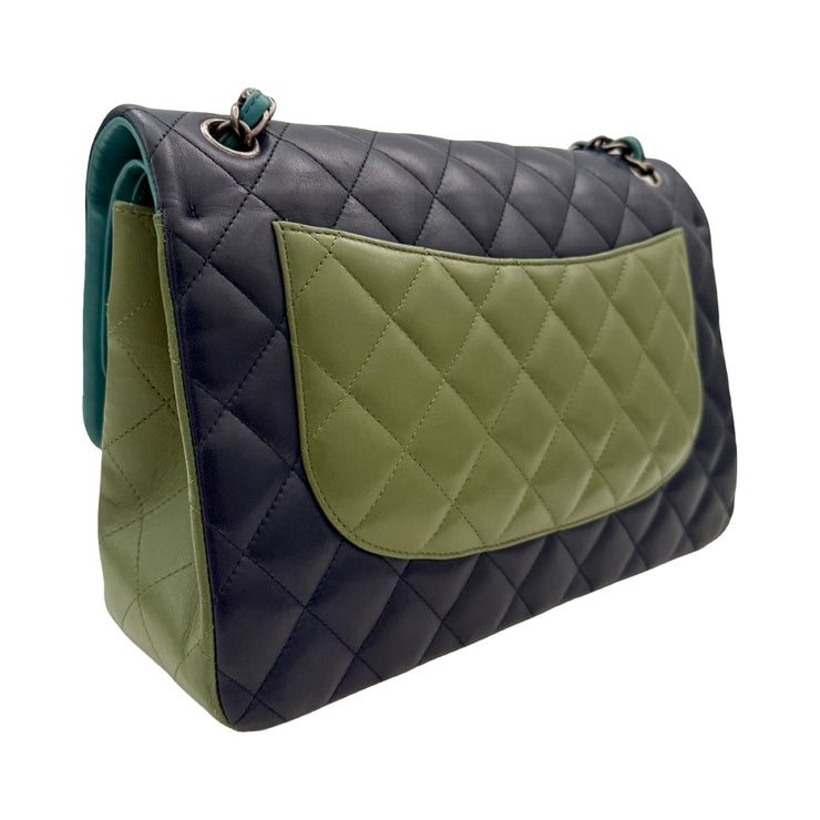 Chanel - CC Tricolor Quilted Lambskin Jumbo Double Flap