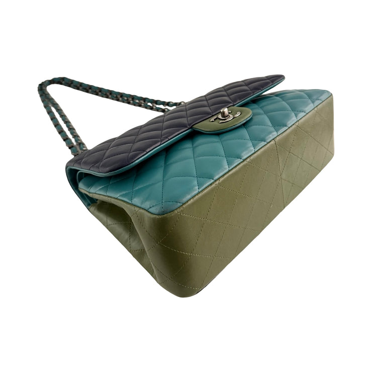 Chanel - CC Tricolor Quilted Lambskin Jumbo Double Flap
