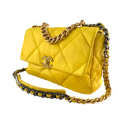 Chanel - CC Yellow Quilted 19 Large Flap Bag